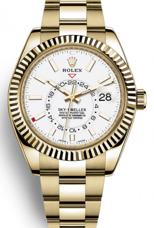 AAA Replica Rolex Sky-Dweller GMT 42mm White Dial Mens Watch 326938-0005