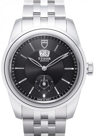 AAA Replica Tudor Glamour Double Date Black Dial Folding Clasp Mens Watch 57000-2