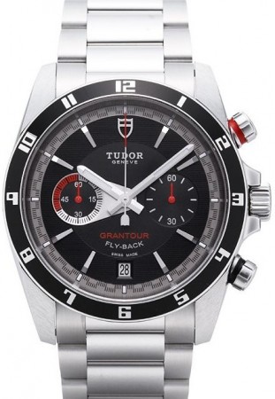 AAA Replica Tudor Grantour Chrono Fly Back Black Dial Steel Strap Mens Watch 20550N-95730black