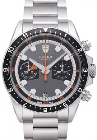AAA Replica Tudor Heritage Chrono Grey Dial Steel Strap Mens Watch 70330N-2