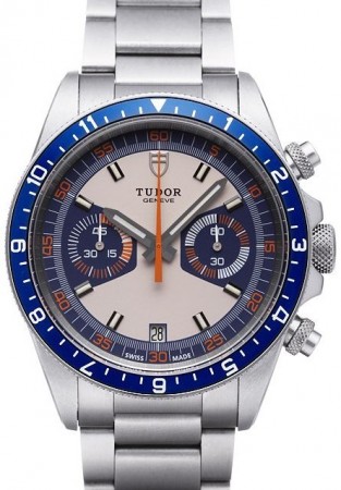 AAA Replica Tudor Heritage Chrono Blue Grey Dial Steel Strap Mens Watch 70330B-95740