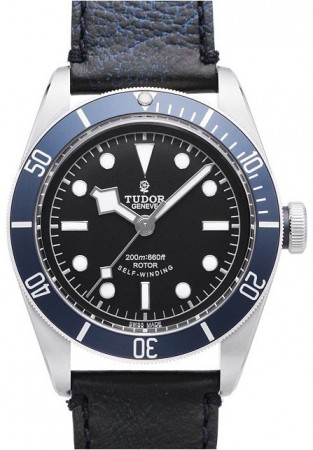 AAA Replica Tudor Heritage Black Bay Black Dial Leather Strap Mens Watch 79220B-1