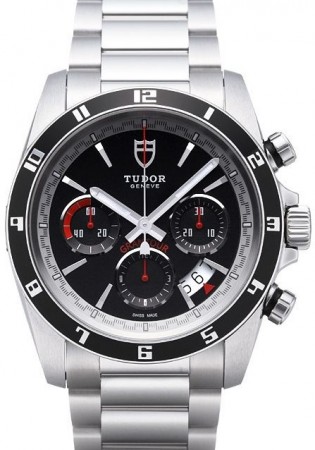 AAA Replica Tudor Grantour Chrono Bay Black Dial Steel Strap Mens Watch 20530N-1