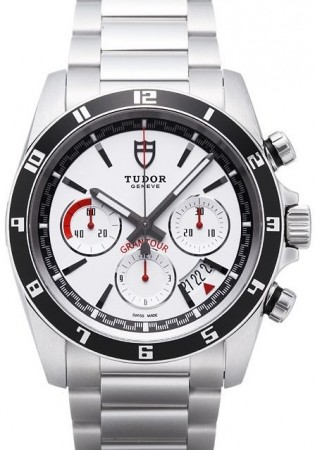 AAA Replica Tudor Grantour Chrono White Dial Steel Strap Mens Watch 20530N-3
