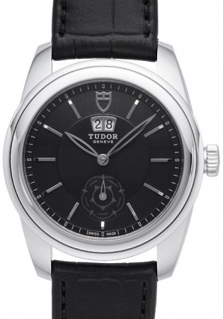 AAA Replica Tudor Glamour Double Date Black Dial Folding Clasp Mens Watch 57000-1