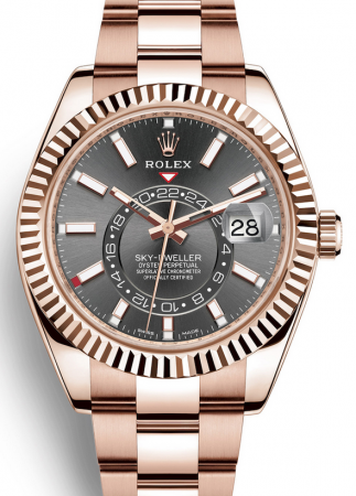 AAA Replica Rolex Sky-Dweller GMT Rose Gold Mens Watch 326935-0007