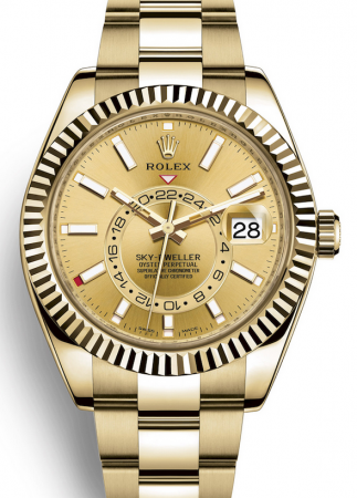 AAA Replica Rolex Sky-Dweller GMT 42mm Yellow Gold Mens Watch 326938-0003