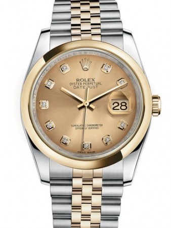 AAA Replica Rolex Datejust 36mm Stainless Steel and Yellow Gold Midsize Watch 116203-0140