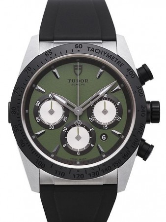 AAA Replica Tudor Fastrider Chronograph Green Dial Rubber Strap Mens Watch 42010N-2