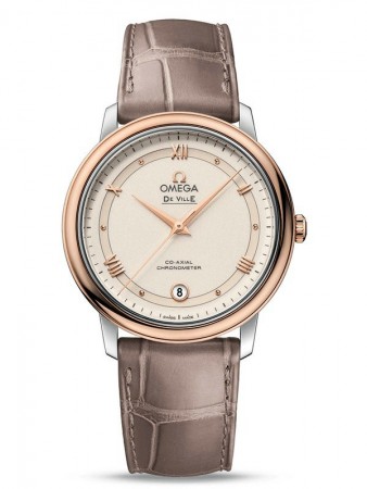 AAA Replica Omega De Ville Prestige Co-Axial 36.8 mm Steel and Red Gold White Dial Watch 424.23.37.20.09.001