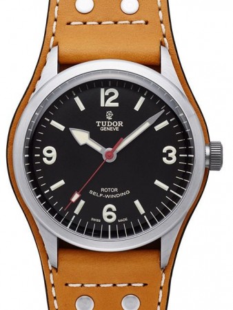 AAA Replica Tudor Heritage Ranger Black Dial Calfskin Strap Mens Watch 79910-1
