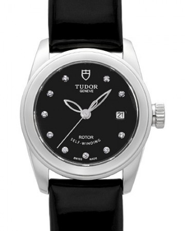 AAA Replica Tudor Glamour Date Black Dial Calfskin Strap Ladies Watch 51000-6