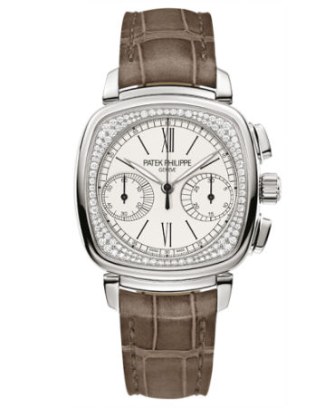 AAA Replica Patek Philippe Chronograph White Gold Silver Watch 7071G-001