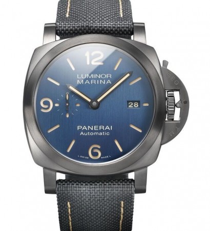 AAA Replica Panerai Luminor Marina Titanio DLC Bucherer Blue Editions 44mm Mens Watch PAM01021
