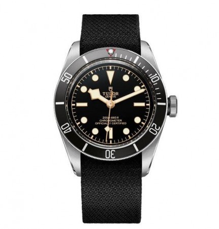 AAA Replica Tudor Heritage Black Bay Matt Black Disc Black Fabric Strap Watch 79230N