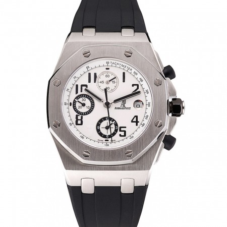 Swiss Audemars Piguet Royal Oak Offshore White Dial Stainless Steel Case Black Rubber Strap  622853