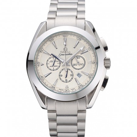 Omega Seamaster Aqua Terra Chronograph Ivory Dial Stainless Steel Bracelet   622526