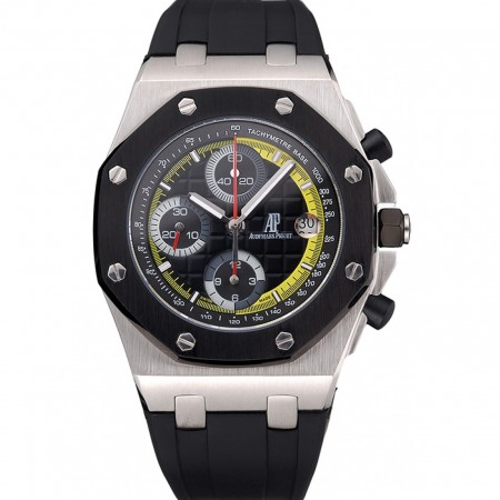 Swiss Audemars Piguet Royal Oak Offshore Black And Yellow Dial Stainless Steel Case Black Rubber Strap  622855