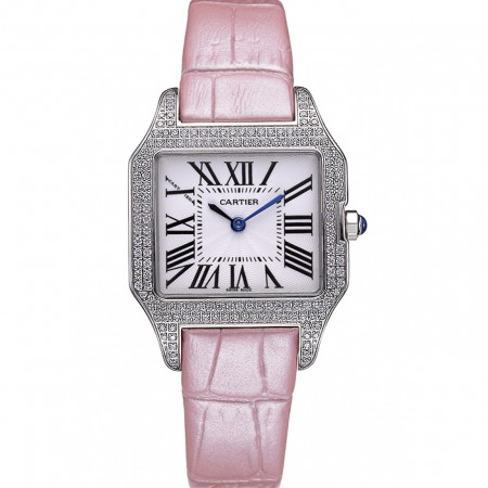 Cartier Santos 100 Diamond Silver Bezel 621910