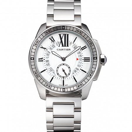 Cartier Calibre De Cartier Small Seconds White Dial Stainless Steel Case And Bracelet