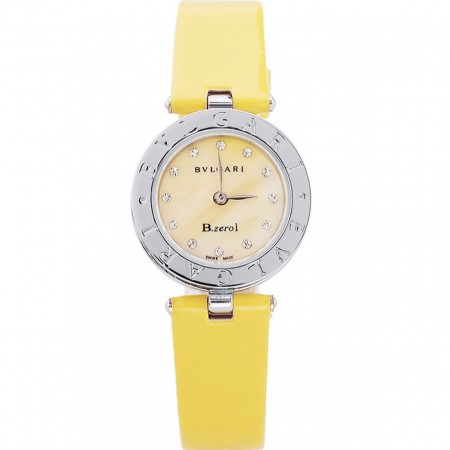 Bvlgari B.ZERO1 25mm Yellow Dial Stainless Steel Case And Bezel Yellow Leather Bracelet