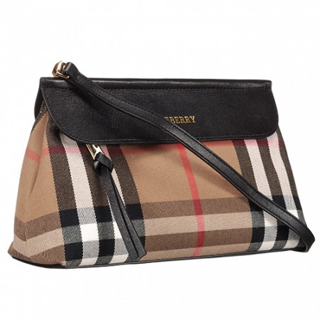Burberry House Check And Black Leather Clutch Bag 18926894