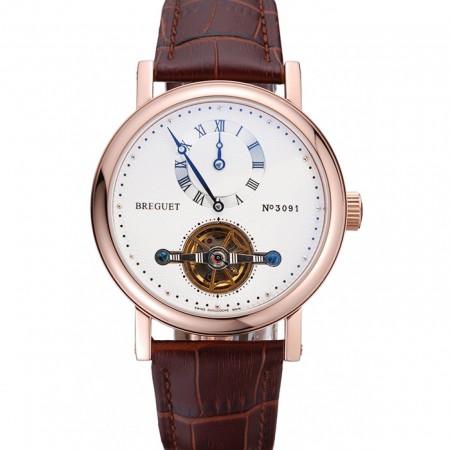 Breguet Classique Complications Rose Gold Case Dark Brown Leather Strap 80154