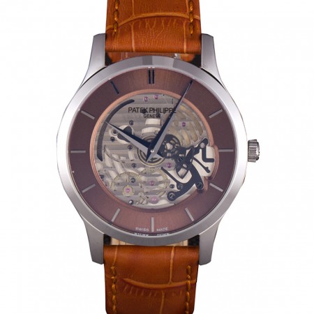 Patek Philippe Complications Brown Dial Brown Leather Bracelet