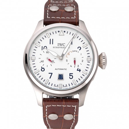 IWC Big Pilot Top Gun 7 Day White Dial Black Leather Bracelet