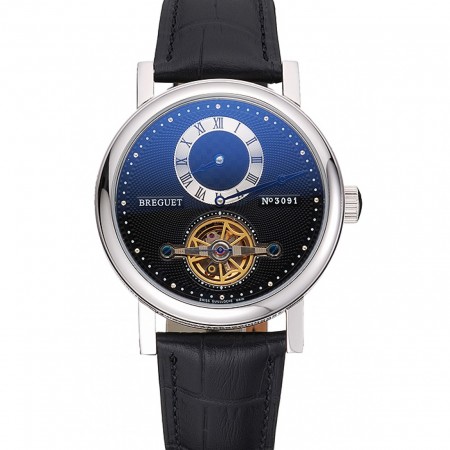 Breguet Classique Complications Stainless Steel Case Black Leather Strap 80158