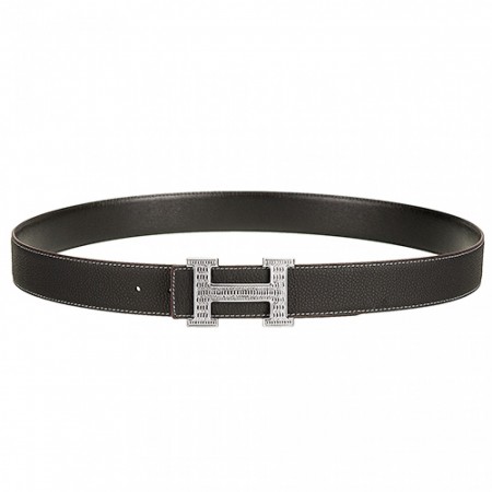 Hermes Brown With Silver "H" Buckle Closure Belt