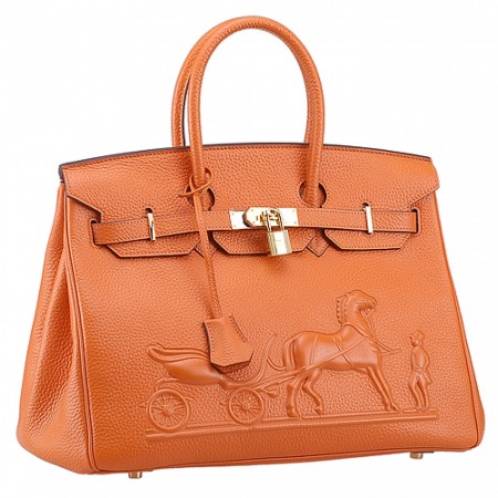 Hermes Birkin Horse Embossed Gold Hardware Tote Orange