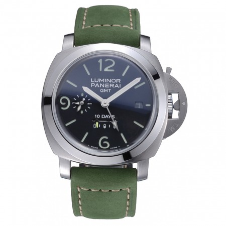 Panerai Luminor GMT Stainless Steel Bezel Green Leather Bracelet  622318