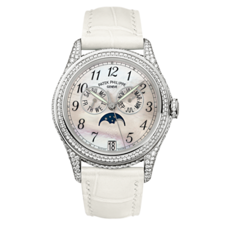 AAA Replica Patek Philippe Annual Calendar White Gold Diamond White Mother of Pearl Watch 4937G-001