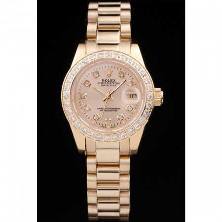Rolex Datejust 18k Yellow Gold Plated Stainless Steel Diamond Plated 98077