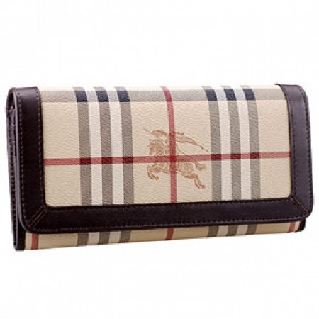 Burberry Haymarket Check Large Wallet Dark Brown