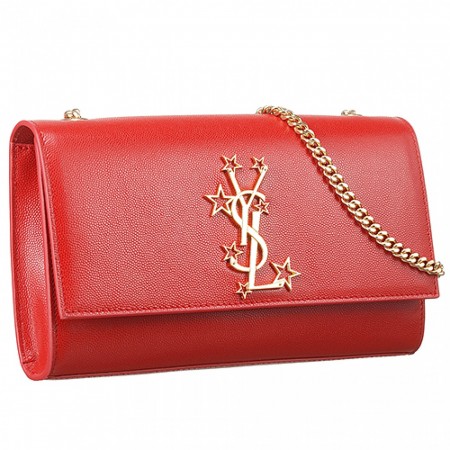 Saint Laurent Metallic Stars Logo Chain Shoulder Red Bag  18927400