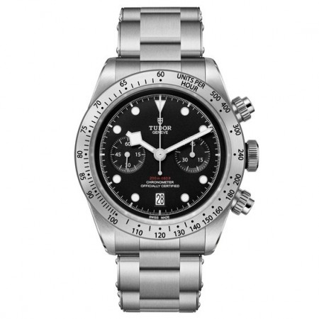 AAA Replica Tudor Heritage Black Bay Chrono Steel Strap Watch 79350-002