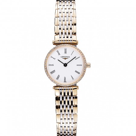 Longines La Grande Classique Two Tone Band White Dial Diamond Bezel Femme  622104