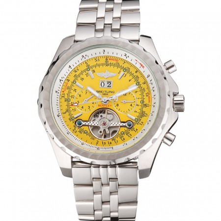 Breitling Bentley Mulliner Tourbillon Yellow Dial Stainless Steel Case And Bracelet  622734