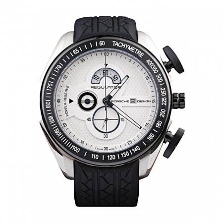 Porsche Regulator Power Reserve Black Case White Dial