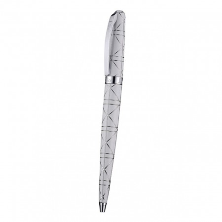 Christian Dior Silver Rimmed Silver Pattern White Ballpoint Pen  622734