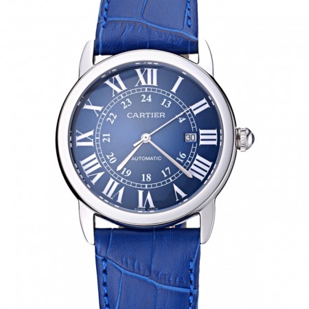 Swiss Cartier Ronde Solo Stainless Steel Case Blue Dial Roman Numerals  622193