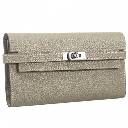 Hermes Kelly Long Wallet Grey 608073