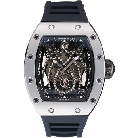 Richard Mille Tourbillion Spider RM 19-01 Silver Case Black Rubber Bracelet  1454256