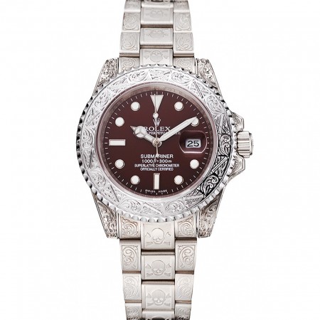 Swiss Rolex Submariner Skull Limited Edition Brown Dial White Case And Bracelet 1454092