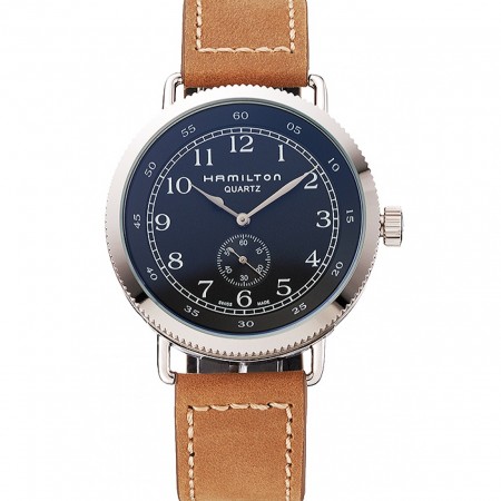 Hamilton Navy Pioneer Small Second Black Dial Stainless Steel Case Light Brown Leather Strap