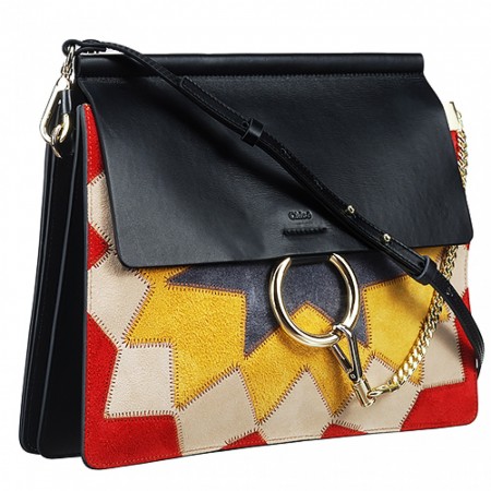 Chloe Faye Patchwork Suede Black Bag 18927053