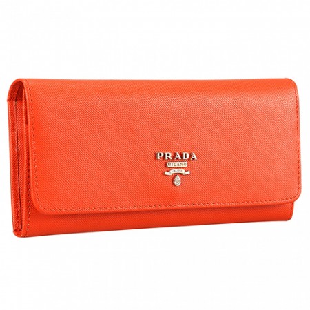 Prada Saffiano Leather Orange Wallet