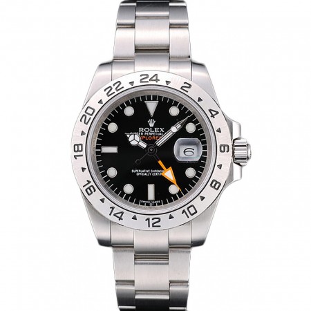 Rolex Swiss Explorer Stainless Steel Bezel Black Dial Watch